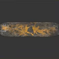 Stylish Skateboard With Orange And Gray Decorative Pattern And Orange Wheels