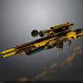 Worn Yellow Rifle With Scope And Detailed Rusty Design In 3D Render 3d model