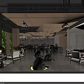 Modern Restaurant Interior Design With Green Plant Wall Wooden Ceiling And Comfortable Seats