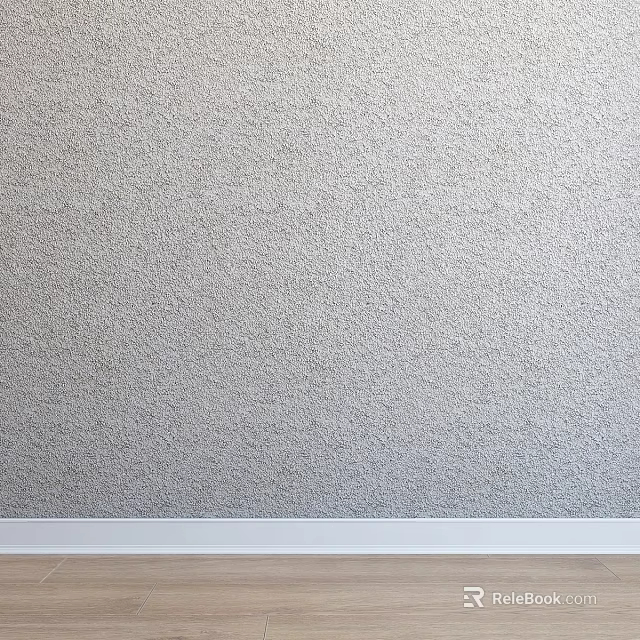 Interior Wall Components Featuring Gray Textured Surface And White Base Trim 3d model