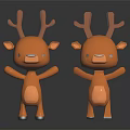 Two Orange Standing Deer Figurine Decorative Home Furniture With Adorable Design