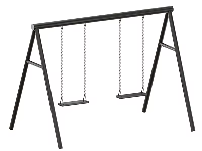 Outdoor Black Metal Frame Swingset With Double Seats And Chain For Sports Equipment 3d model