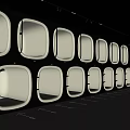 Modern Rest Pods With Warm Interior Lighting Arranged In Row Layout