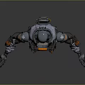 Mechanical Robot Character With Futuristic Armored Design Metallic Components Detailed Joints And Orange Accents
