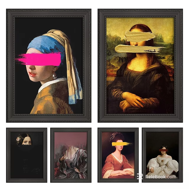 Decorative Picture Frames With Classic Portrait Artworks For Home Wall Decor 3d model 