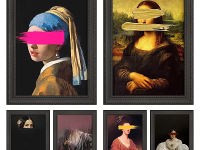 Decorative Picture Frames With Classic Portrait Artworks For Home Wall Decor 3d model