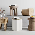 Nordic Side Several Side Stool Combination 3d model