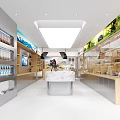 Bright Modern Digital Store Interior With Display Shelves Counter And Digital Products
