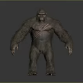 3D Rendered Standing Gorilla with Brown Fur and Chest Markings on Gray Background
