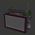 Futuristic Sci Fi Device With Purple Glowing Panel And Mechanical Structure