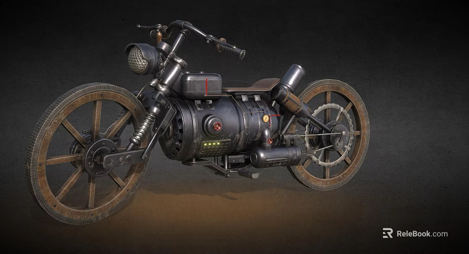 Vintage Motorcycle With Classic Design Mechanical Details Spoked Wheels And Round Headlight 3d model 