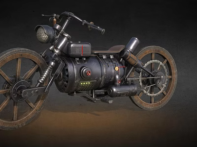 Vintage Motorcycle With Classic Design Mechanical Details Spoked Wheels And Round Headlight 3d model