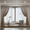 Modern Beige Curtains Design For Window With Elegant Chair And Decor