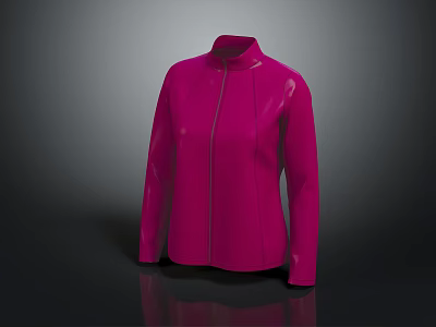 Pink Zip Up Jacket Long Sleeve Casual Outerwear Lightweight Design For Daily Wear 3d model