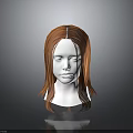 Orange Long Hair Wig Display On White Mannequin Head Model