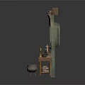 Vintage Style Small Scene Component With Bookshelf Table Stool Microscope And Items