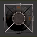 Industrial Metallic Device With Square Top Cylindrical Body And Control Panel Indicators