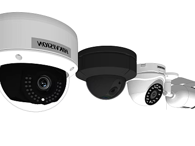High Quality Security Dome Cameras With White And Black Models For Indoor Outdoor Surveillance 3d model