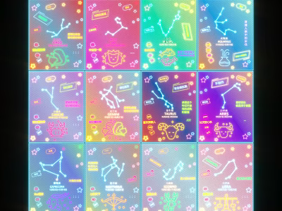 Colorful Neon Decorative Lights with Multiple Creative Cartoon Patterns for Home Decoration 3d model