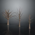 Natural Wooden Stone Decorative Tree Sculptures in Three Sizes with Textured Trunks