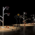 Professional Sports Equipment Display With Multiple Basketball Hoops And Balls On Shiny Court