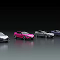 Sleek Modern Sports Cars In Various Colors Parked In Stylish Lineup