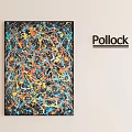 Abstract Painting with Colorful Splatter in Pollock Style on Black Canvas Wall Art