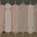 Elegant Modern Room Divider With Gold Metal Frame And Oval Textured Glass Panels