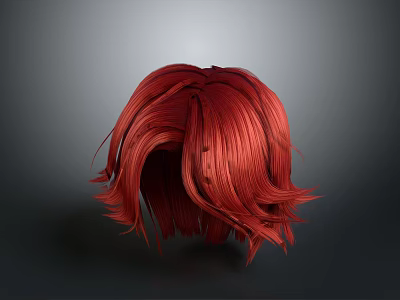 Realistic Human Head With Long Wavy Red Hair And Stylish Texture Details 3d model