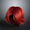 Realistic Human Head With Long Wavy Red Hair And Stylish Texture Details