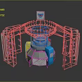 Outdoor Play Climbing Equipment with Metal Frame Circular Platform Colorful Components and Top Sign