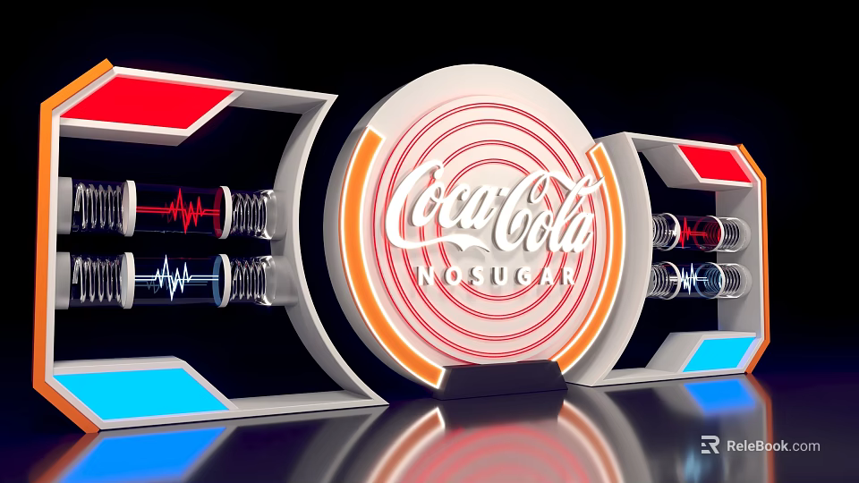 Coca Cola No Sugar Neon Light Photo Spot With Modern Colorful Display Design 3d model 