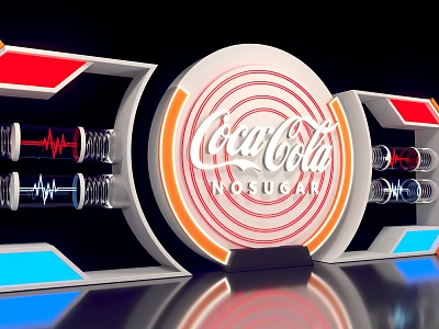Coca Cola No Sugar Neon Light Photo Spot With Modern Colorful Display Design 3d model