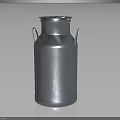Silver Metal Milk Can With Two Handles And Smooth Surface On Dark Background