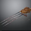 Ornate Ancient Metal Weapon Featuring Dragon Design And Three Sharp Prongs