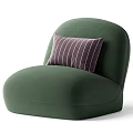 Green Single Sofa With Purple Striped Pillow And Modern Fabric Style 3d model