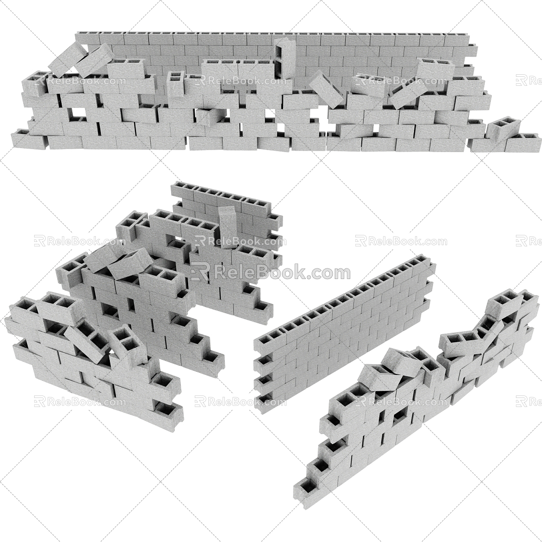 Modern cement brick wall brick brick brick concrete brick cement wall column block wall covered brick 3d model