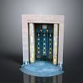 Rockefeller Library Entrance With Blue Doors Gold Accents Stone Columns And Steps