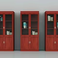 Combination Wooden Bookcase With Glass Doors Storage Cabinets And Drawers