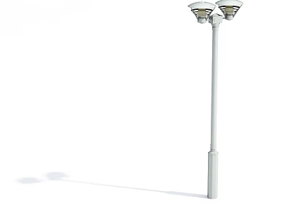 Modern Outdoor Street Light With White Pole And Double Lamp Heads 3d model