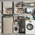 Practical Bathroom Cabinet Rack With Shelves Holding Toiletries Towels And Cleaning Supplies