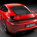 Red Sports Car Front View With Black Hood And License Plate