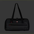 Black Duffel Bag With Red Logo Adjustable Straps For Travel And Gym Use