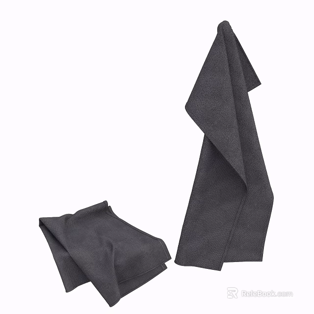 Soft Gray Towel With Folded Design And Absorbent Material Quality 3d model 