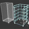 Metal Wire Storage Baskets And Red Hand Truck With Metal Frame For Industrial Transport