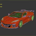 Red Sports Car With Sleek Design Black Wheels And Rear Spoiler