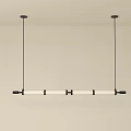Modern Linear Pendant Light With Black Frame And White Shade Design 3d model