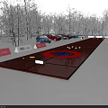 Snowy Winter Track With Audi Branded Signage Parked Cars And Bare Trees Surrounding