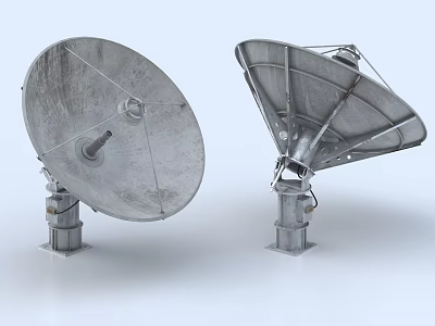Industrial Satellite Antennas Featuring Metallic Dish Structure And Stable Mounting Bases 3d model