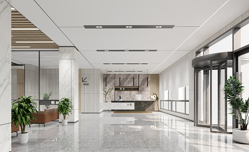 Modern Hall Corporate Lobby 3d model